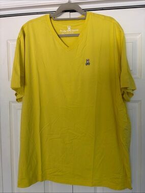 Psycho Bunny Men's V-Neck Short Sleeve Tee in Yellow